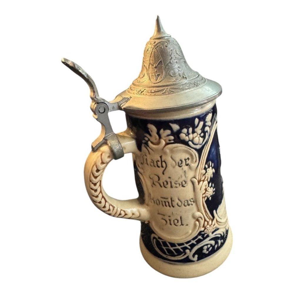 Vintage Ceramic Mini Beer Stein with Lid - Picture 3 of 9